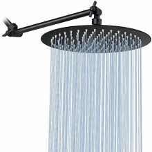 11" Adjustable Rain Shower Head, High-Pressure Stainless Steel, Ultra-Thin, Pressure-Boosting, Matte Black