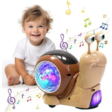 Caracol de brinquedo que brilha no escuro e toca música, brinquedo musical interativo com sensor automático para crianças pequenas – Marrom,