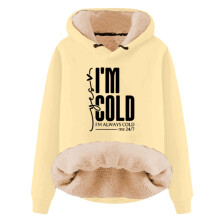 Hanorac cu glugă pentru femei, cald, YES I'm Cold ME247Print, confortabil de iarnă, pulover, casual, cu mânecă lungă, bluză amuzantă