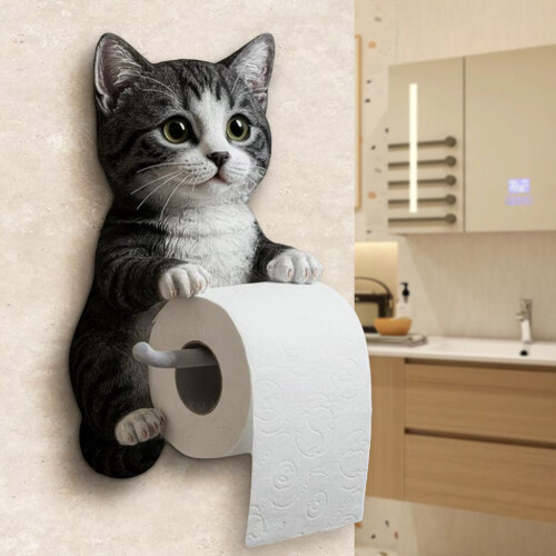 Porte-papier toilette mural 3D chat (1 pièce)