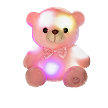 Mini-LED-Bärenfigur mit Farbwechsel und Fliege – 19,8 cm große Schreibtischdekoration, Nachtlicht & Weihnachtsgeschenk (USB-Stromversorgung