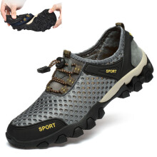 Mens Hiking Shoes Waterproof Quick Drying Outdoor Sneakers with Nonslip Sole Lightweight Breathable Mesh for Walking Fishing Beach Travel