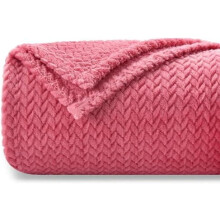 Super Soft Throw Blanket Coral Pink Premium Silky Flannel Fleece Leaves Pattern Lightweight Bed Blanket All Season Use (Coral Pink, Throw(40"x50"))