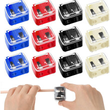 12-Pack Dual-Hole Lip & Eyeliner Pencil Sharpener – Compatible with Lip Liner, Eyeliner, Cosmetic Pencils