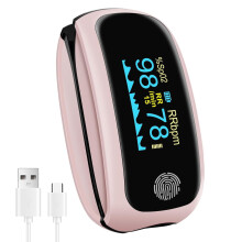 Rechargeable Pulse Oximeter with Respiration Rate Monitor, Compatible with Athletic & Aviation Use (Pink)