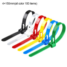 100pcs Cable Zip Ties Nylon Heavy Duty Releasable Reusable Wrap Wire Removable C5Z6