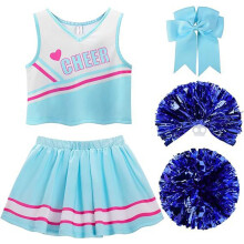 Kläder för babyflicka, tvådelat set för flickor, cheerleading, 3-delat set, ärmlös kort topp med kjol, hårband, sommarkläder för 9-10 år