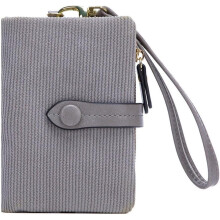 Portafoglio da donna RFID in velluto a coste, portafoglio a tre ante con cerniera, pochette da polso per donna, porta carte di credito
