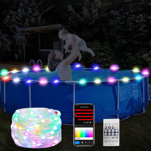Φώτα πισίνας LED Bluetooth με έλεγχο μέσω εφαρμογής – Πολύχρωμη λωρίδα φωτισμού για 2
