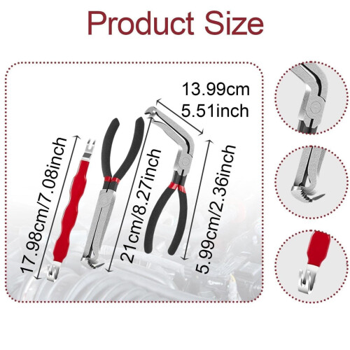 3-Pc Electrical Disconnect Pliers Set – Quick-Release Connector Removal Tool Compatible with Car Electrical Systems & Push Tab Plugs 2