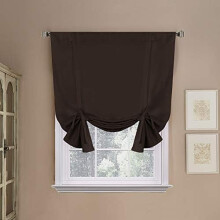 Blackout Curtain for Bathroom Windows Chocolate Brown Tie-Up Shade Curtain Window Balloon (Rod Pocket Panel, 42 inches W x 63 inches L, Set of 1)