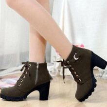 UTTOASFAY Damenstiefel im Ausverkauf, Retro-Stiefel mit dickem Absatz, Schnürstiefel in Übergrößen, Blitzangebote