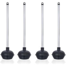 60190A Toilet Plungers 4-Pack, All-Angle Design, Heavy Duty, Aluminum Handle – Residential/Commercial/Industrial Use