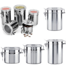 Ensemble de 5 boîtes de rangement en acier inoxydable avec couvercles en acrylique