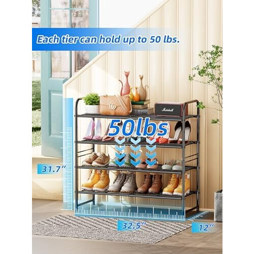 Skohylde 4-lags stål sort 86 cm 2