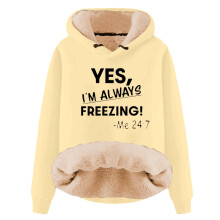 Dam varm fleecehuvtröja med huva, YES I'm Cold ME247Print, mysig vintertröja, avslappnad långärmad topp, roliga tröjor