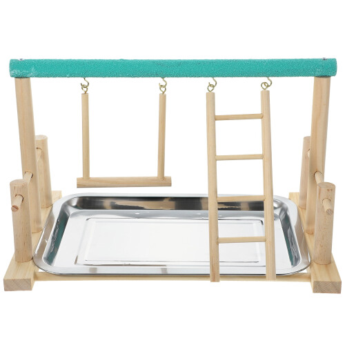Solid Wood Parrot Play Stand Pet Bird Stand Bird Perch Frame Sandy Stick Size 2