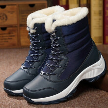 FAMTKT Damen-Schneestiefel mit dicker Sohle, rutschfest, knöchel- bis wadenhoch, mit Samt- und Baumwollfutter – geeignet für kaltes Wetter