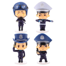 Figurines de jouets, voitures miniatures, figurines de femmes, décorations de fête, gâteau d'action de police, figurine de policier miniature,
