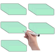 Etichete magnetice cu ștergere chimică (1x3", 60 buc), verde deschis pastel, reutilizabile pentru orare de birou/sală de clasă și