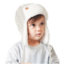 Toddler Boys Beanies, Thermal Casual Soft Earflap Winter Hats White Size 1-2 T