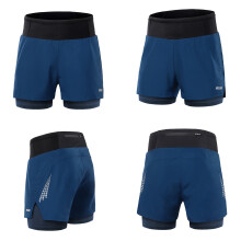 Men 2-in-1 High Waist Athletic Running Shorts – Mesh Pockets, Reflective, Sizes S-XXL