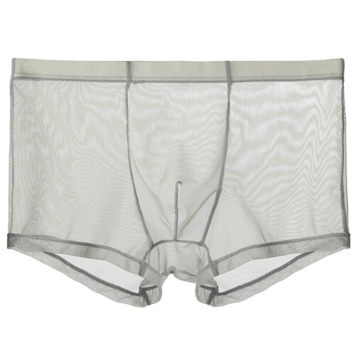 Cueca Boxer Masculina Respirável em Seda Gelo, Transparente e Elástica