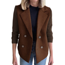 Giacca shacket da donna Kukoosong, maniche lunghe, con cerniera, in lana, calda e senza cappuccio, ideale per l'inverno.