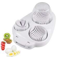 3 in 1 Egg Slicer Stainless Steel for Hard Boiled Eggs Strawberry Mushroom Fruit Cutter Dishwasher Safe White
