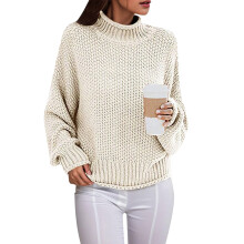 Hässliche Weihnachtspullover für Damen, modische Herbst-Winter-Strickpullover, dicker Strickpullover mit Rollkragen
