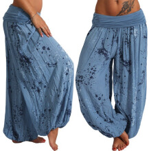 Calças Palazzo Femininas, Cintura Alta, Estilo Hippie, Cigana e Boho, Calças Femininas Estampadas com Faixa na Cintura e Pernas Largas, Casuais,