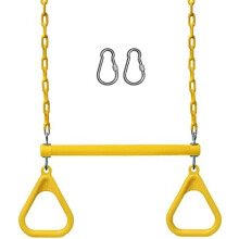 Conjunto de balanço externo com barras de macaco e trapézio amarelo