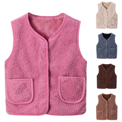 Παιδικό γιλέκο Sherpa Fleece με τσέπες, ζεστό αμάνικο παλτό για 12 μήνες-12 ετών, αγόρια,