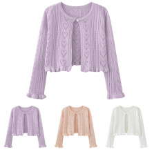 Gebreid kort vest met knoopsluiting voor meisjes van 12 maanden tot 9 jaar, casual bovenkleding voor de herfst en lente.