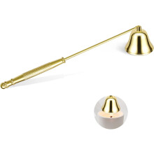 Abafador de pavio de vela de metal com cabo longo | Acessório extintor premium para velas perfumadas e de aromaterapia (LR Gold, 1 unidade)