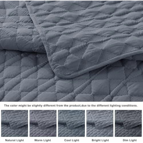 Blåt polyester quiltsæt Queen 3-delt 2