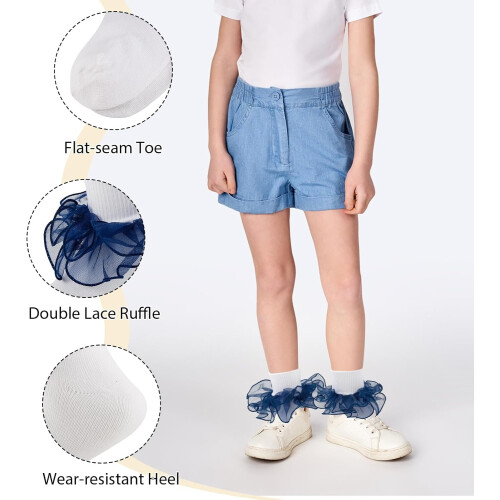Mädchen Rüschensocken für Kleinkinder, 3 Paar 2