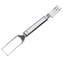 Fourchette à pastèque avec design pour une découpe facile en cuisine, en acier inoxydable argenté