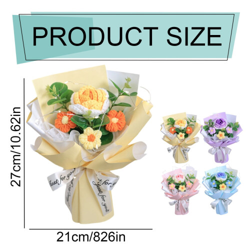 Crochet Flower Bouquet Roses 4 pcs 2