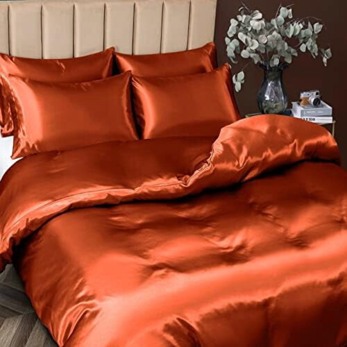 Punainen satiinipussilakanasetti, queen size 2