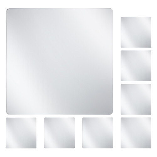 32Pcs Self Adhesive Acrylic Mirror Tiles for Wall Silver Decor 2