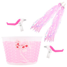 1Set Decoratieve Roze Stuurlinten En Mand Voor Kinderfiets En Step
