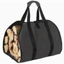 Heavy Duty Canvas Firewood Carrier with Large Capacity and Ergonomic Handles, Black PX44090
