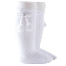 2 Pack Baby Girls Knee High Socks with Bows, Cotton Ruffled Stockings Compatible with Infants & Toddlers