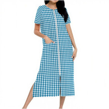Naisten ruudullinen vetoketjullinen pitkähihainen flanelliyöasu taskuilla, koko S-2XL, mukava kaksipuolinen fleecepyjama, saatavilla useita värejä