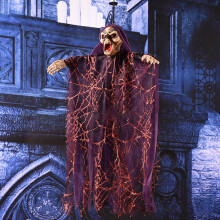 PRETXORVE Pendentif fantôme lumineux à commande vocale pour Halloween, sorcière suspendue, squelette hanté, décoration de maison hantée