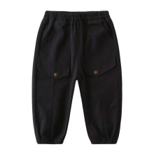 Ediodpoh Boys' Casual Trousers for School & Everyday Wear, Solid Color, Comfortable Workwear Style Pants for Toddlers 3-8 Years, Black 5-6Y