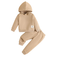Bjutir Kleinkind-Jungen-Outfit-Set: Langarm-Hoodie + Jogginghose, lässiger, warmer Trainingsanzug, Khaki, 12–18 Monate