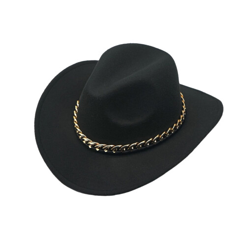 GROFRY Unisex Vintage Πλατύ Γείσο Ζεστό Καπέλο Western Cowboy Καπέλο Βρετανικού Στυλ Τζαζ Καπέλο