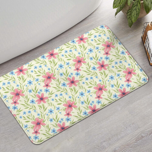 Χαλί μπάνιου Pioneer Flower Floral, αντιολισθητικό χαλάκι μικροϊνών με επένδυση από 1